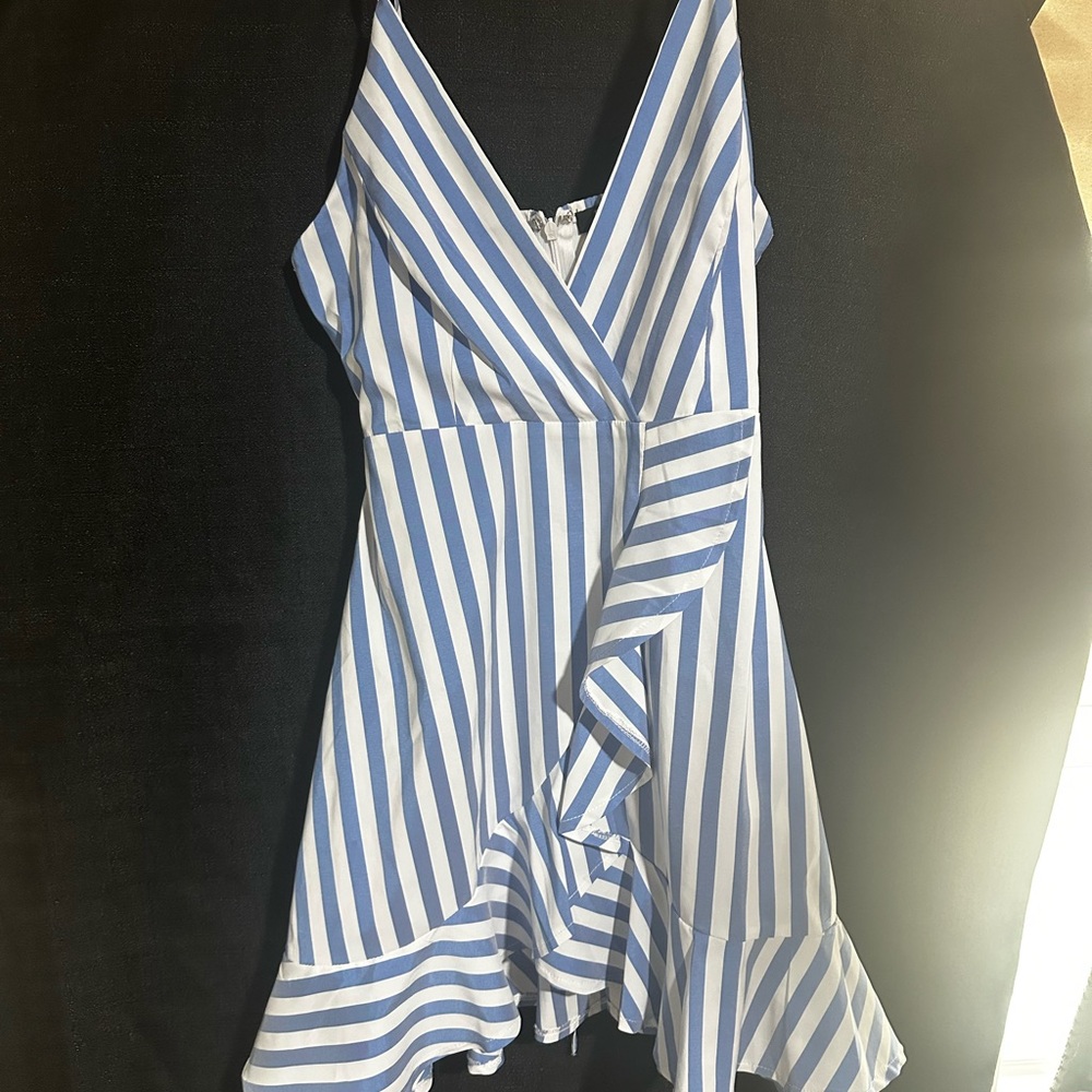 Privy Blue and White Striped Mini Dress